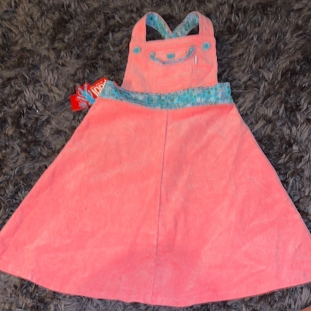 Small Paul size 3T Jumper in a coral & teal color with cute pockets.  Brand new